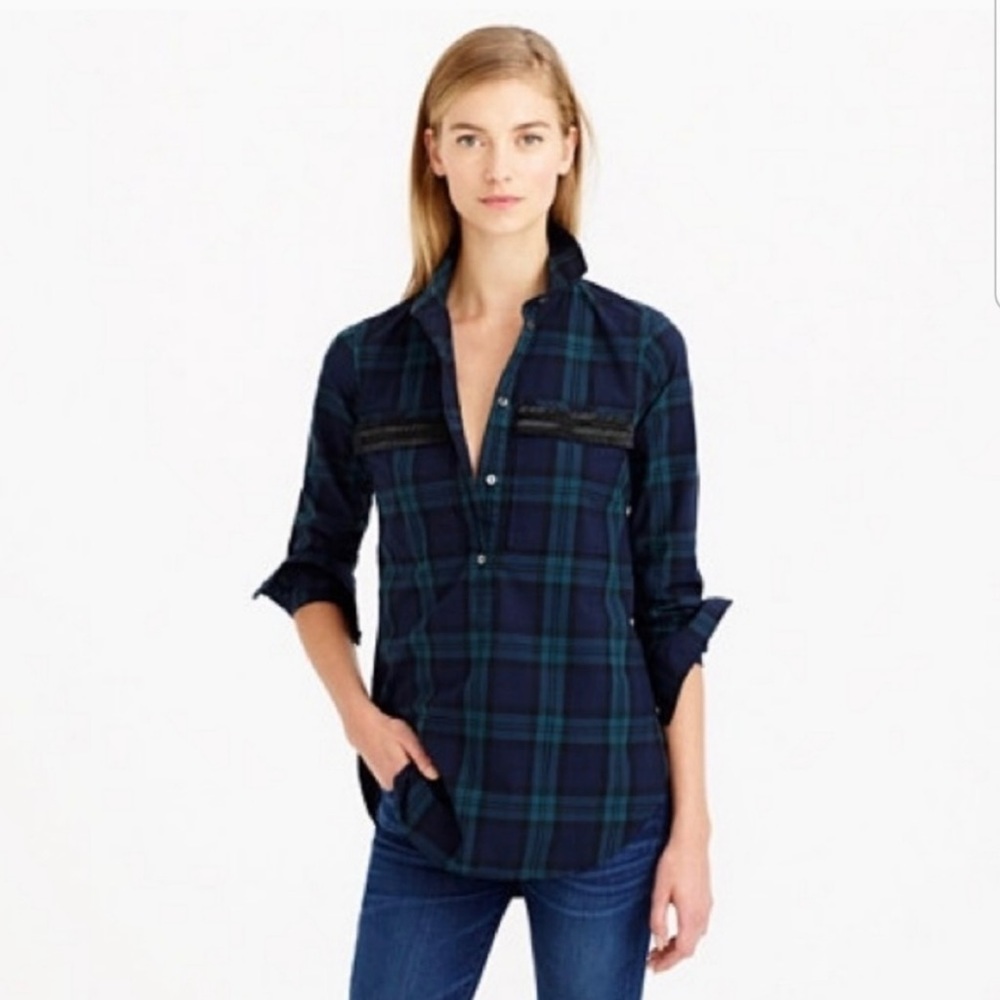 Jcrew beaded chevron popover shirt size 2